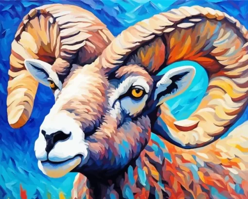 Colorful Bighorn Sheep Paint by Number