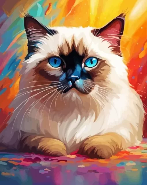 Colorful Birman Cat Paint by Number