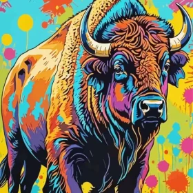 Colorful Bison Animal Paint by Number