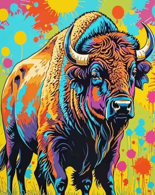 Colorful Bison Animal Paint by Number