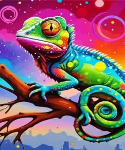 Colorful Chameleon Art Paint by Number