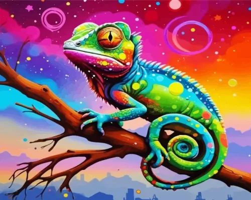 Colorful Chameleon Art Paint by Number