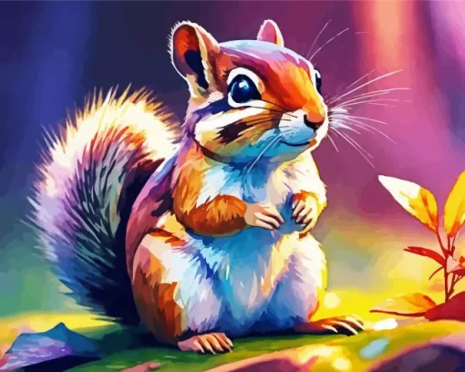 Colorful Chipmunk Rodent Paint by Number