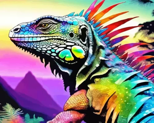 Colorful Iguana Paint by Number