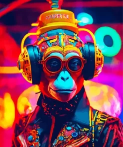 Colorful Monkey With Glasses Paint by Numbers