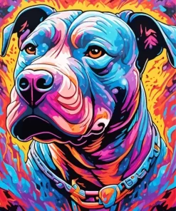 Colorful Pit Bull Dog Paint by Number