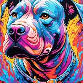 Colorful Pit Bull Dog Paint by Number