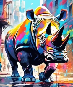 Aesthetic Rhino Art Paint by Number