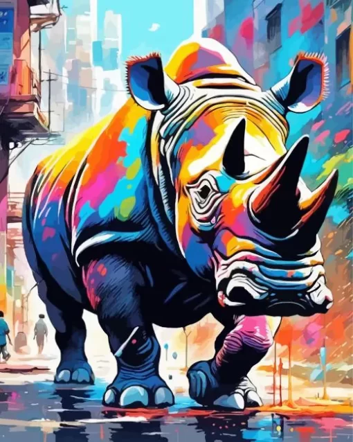 Aesthetic Rhino Art Paint by Number