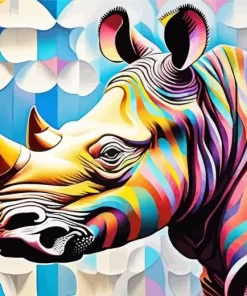 Colorful Rhino Art Paint by Number