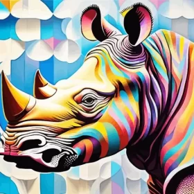 Colorful Rhino Art Paint by Number