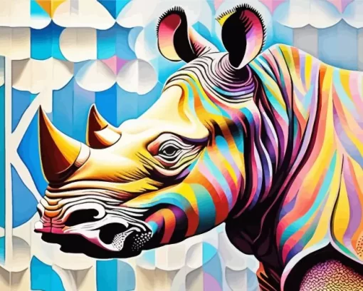 Colorful Rhino Art Paint by Number