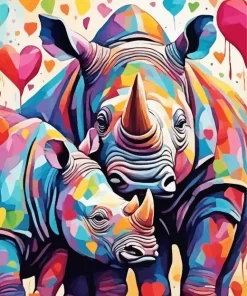 Colorful Rhinos Paint by Number