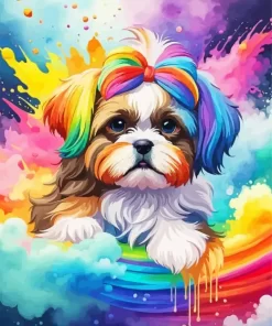 Colorful Shih Tzu Dog Paint by Number