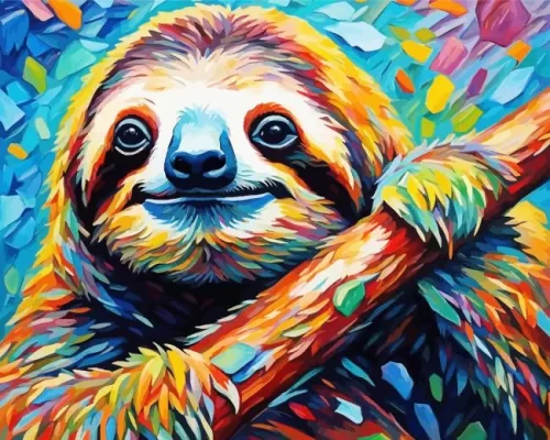 Colorful Sloth Paint by Number