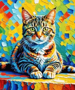 Colorful Tabby Cat Paint by Number