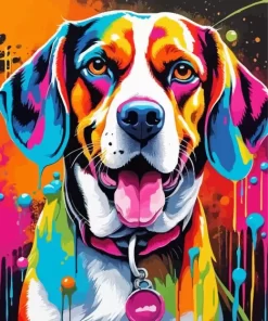 Colorful Beagle Dog Paint by Number