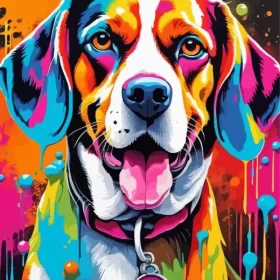 Colorful Beagle Dog Paint by Number