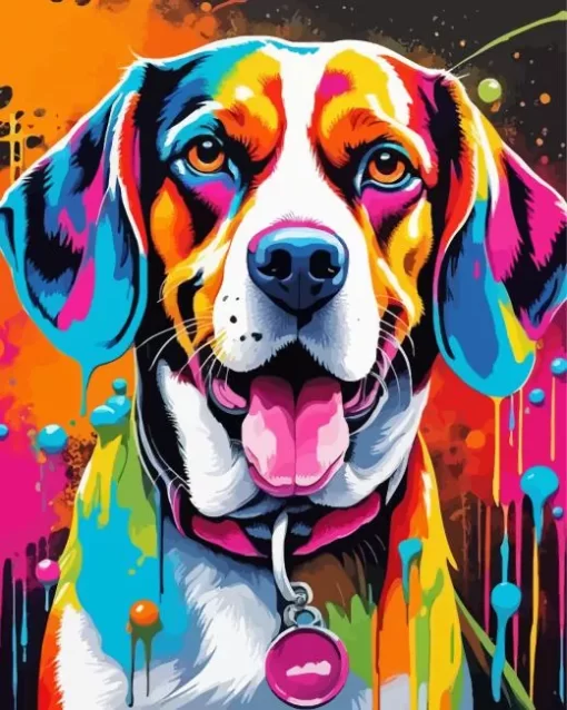 Colorful Beagle Dog Paint by Number