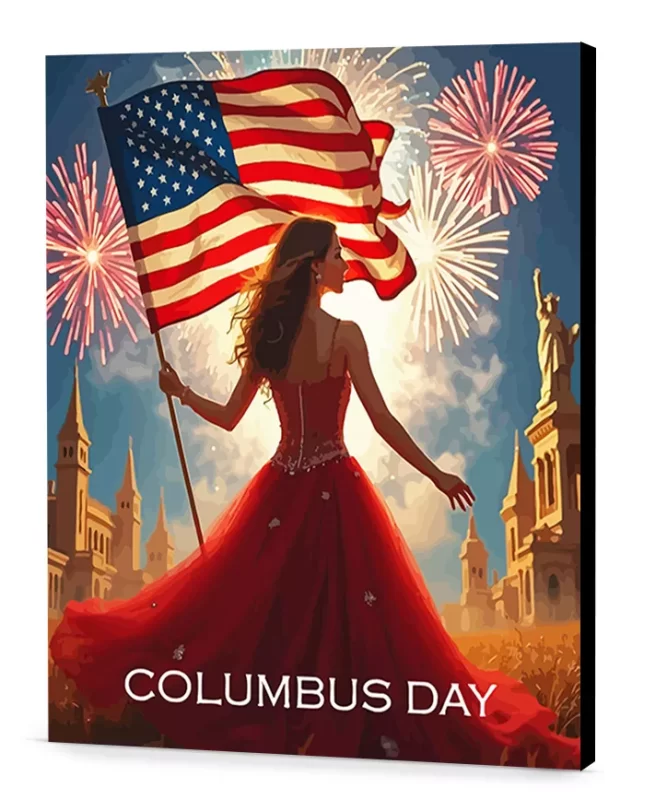 Patriotic Woman Celebrates Columbus Day Columbus Day Paint by Numbers