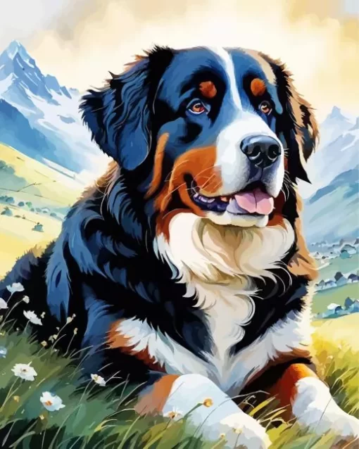 Cool Bernese Mountain Dog Paint by Number