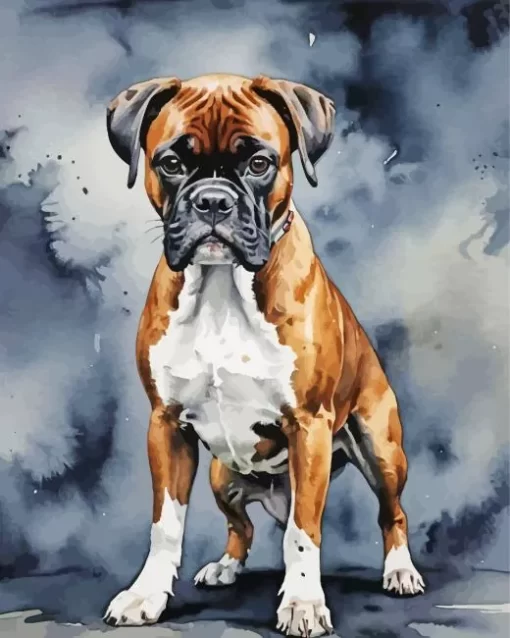 Cool Boxer Dog Paint by Number