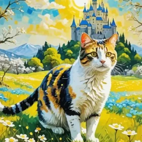 Cool Calico Cat Art Paint by Number