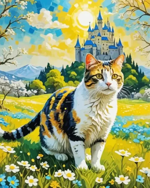 Cool Calico Cat Art Paint by Number