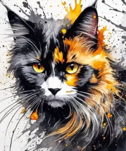 Cool Calico Cat Paint by Numbers