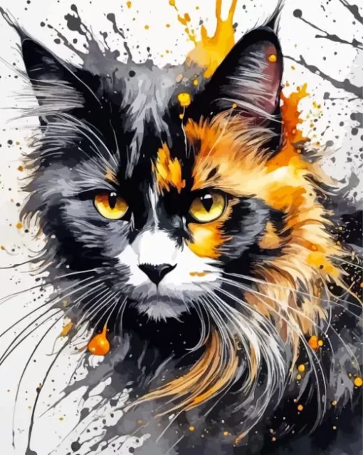 Cool Calico Cat Paint by Numbers