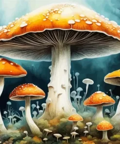 Cool Mushroom Forest Art Paint by Number