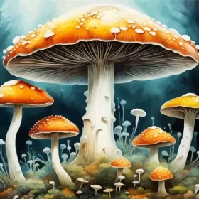 Cool Mushroom Forest Art Paint by Number