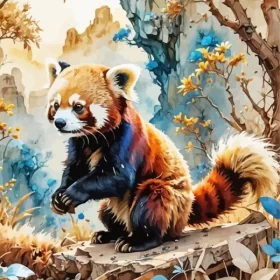 Cool Red Panda Art Paint by Number