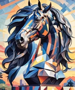 Cubism Friesian Horse Paint by Number