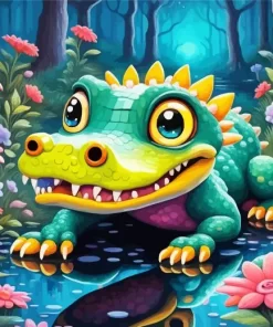 Cute Alligator Paint by Number