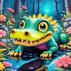 Cute Alligator Paint by Number