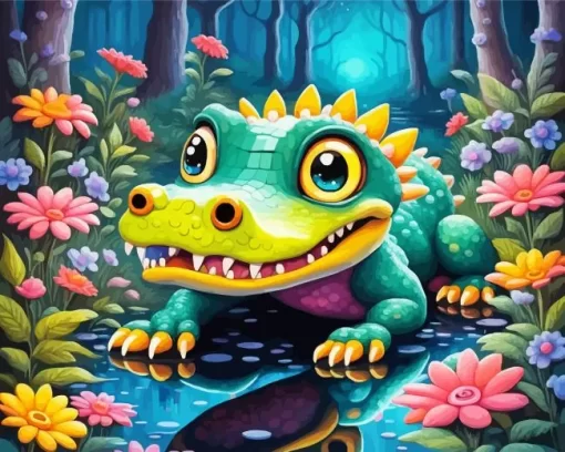 Cute Alligator Paint by Number