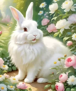 Cute Angora Rabbit Art Paint by Number