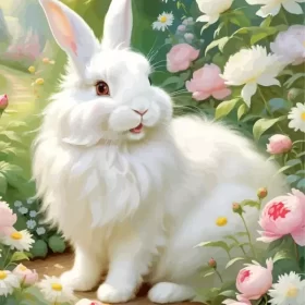 Cute Angora Rabbit Art Paint by Number