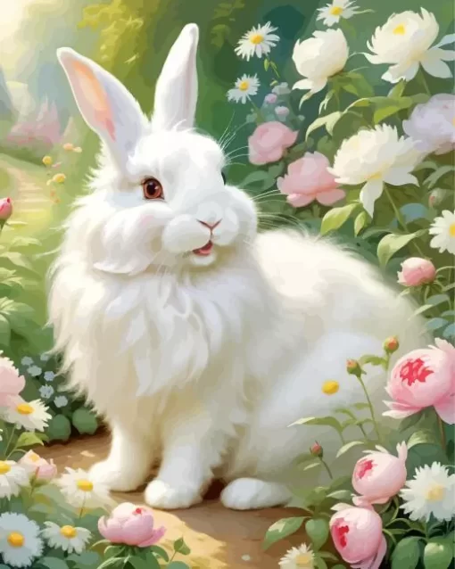 Cute Angora Rabbit Art Paint by Number