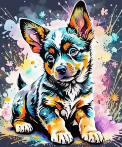 Cute Australian Cattle Puppy Paint by Number