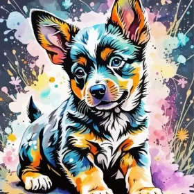 Cute Australian Cattle Puppy Paint by Number