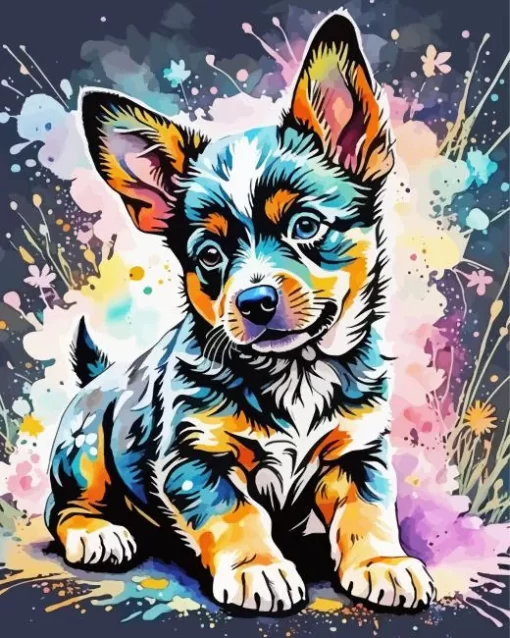 Cute Australian Cattle Puppy Paint by Number