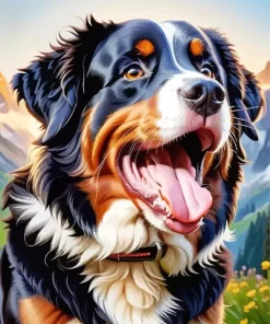 Cute Bernese Mountain Dog Paint by Number