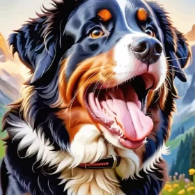 Cute Bernese Mountain Dog Paint by Number