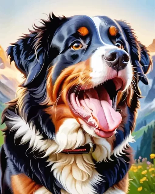 Cute Bernese Mountain Dog Paint by Number