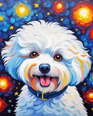 Cute Bichon Frise Art Paint by Number