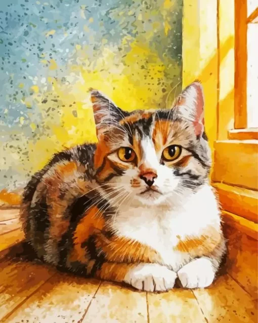 Cute Calico Cat Paint by Number