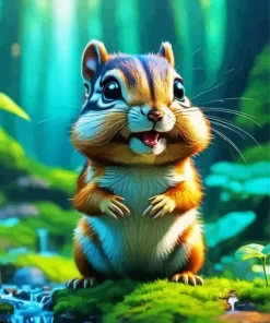 Colorful Chipmunk Rodent Paint by Number