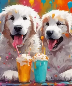 Great Pyrenees And Milkshake Paint by Number
